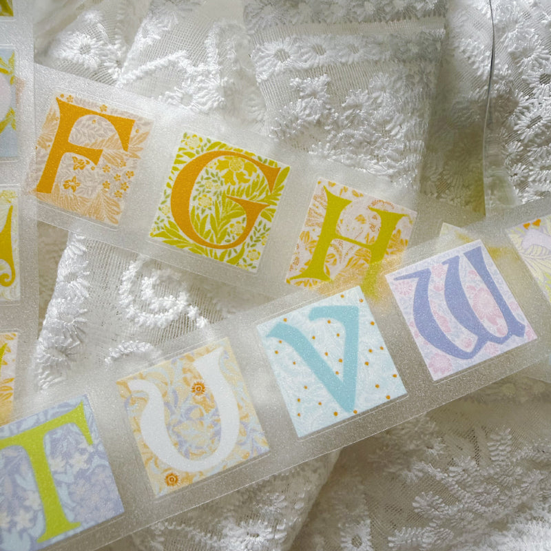 4cm*100cm Herbaceous Letters Die Cutting Washi/Fog PET/Flash Sand PET Tape