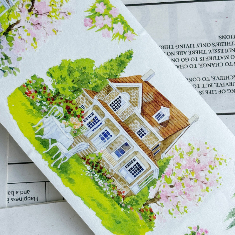 7.5cm*125cm Spring Secret Garden Die Cutting Washi/PET Tape featuring garden, spring, and secret designs for journaling, scrapbooking and collage