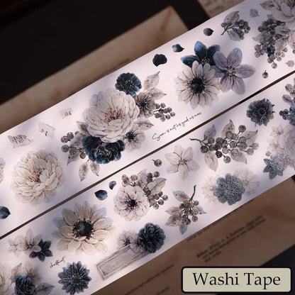 Whole Roll 5.5cm*5m Old Colored Flower Mark Die Cutting Washi/PET/Shell Light Washi/PET Tape
