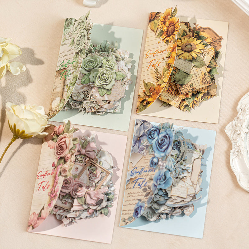 Sunflower Blossom Tale Series Sticker featuring tale, flower, and sun designs for journaling, scrapbooking and collage