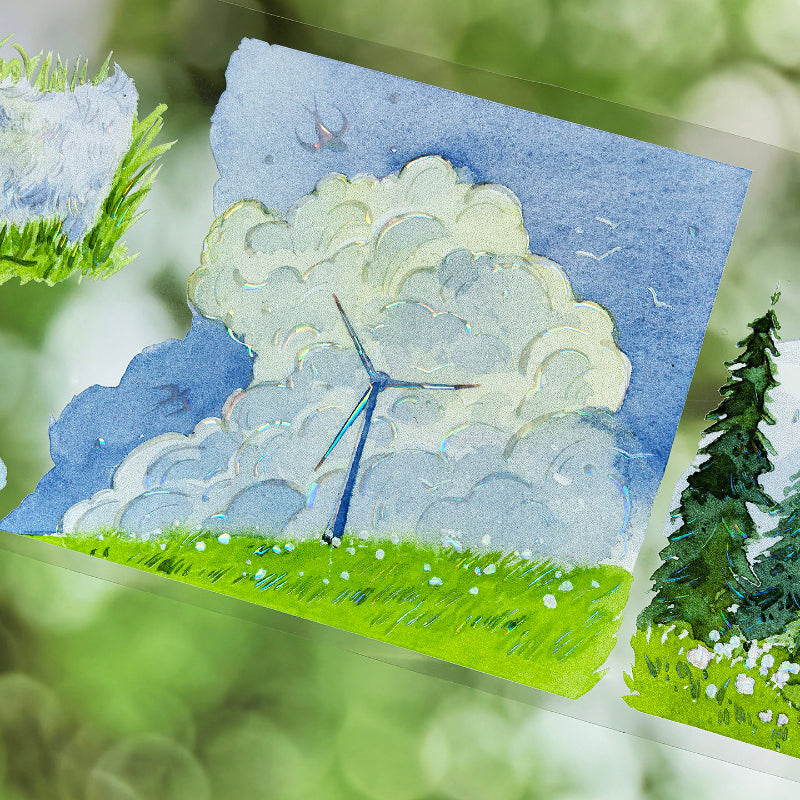 7cm*100cm Cloudside Ranch Shell Light PET Tape featuring cloud, and light designs for journaling, scrapbooking and collage
