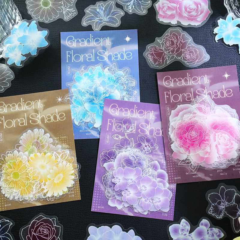 Colorful Flower Shadow Series Sticker featuring flower, shadow, and color designs for journaling, scrapbooking and collage