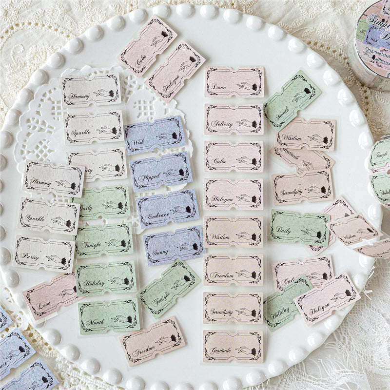 Label Element Series Die Cutting White Kraft Paper Tape featuring white designs for journaling, scrapbooking and collage