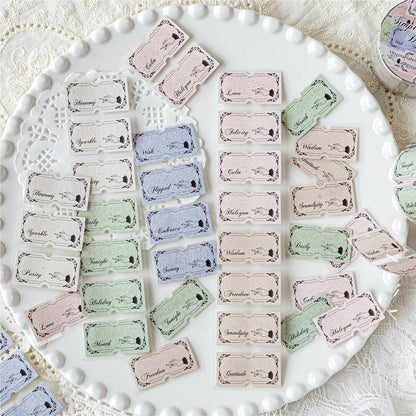 Label Element Series Die Cutting White Kraft Paper Tape featuring white designs for journaling, scrapbooking and collage