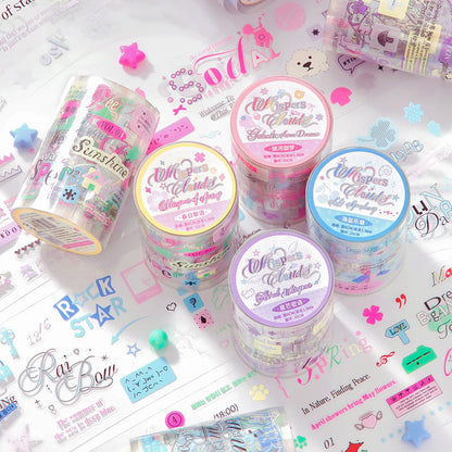 Whispering Among the Clouds Series Die Cutting PET Tape featuring cloud designs for journaling, scrapbooking and collage