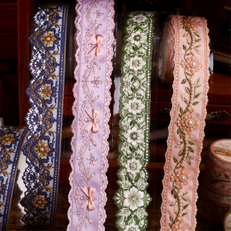 Flower Tassel Series White Kraft Paper Tape featuring white, and flower designs for journaling, scrapbooking and collage