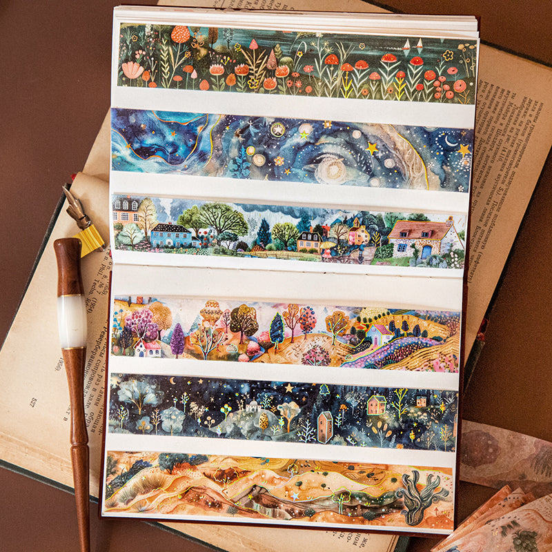 Phantom Chronicles Series Gold Stamping Washi Tape featuring old, and gold designs for journaling, scrapbooking and collage