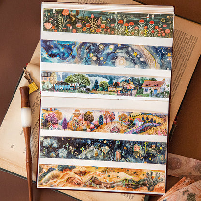 Phantom Chronicles Series Gold Stamping Washi Tape featuring old, and gold designs for journaling, scrapbooking and collage