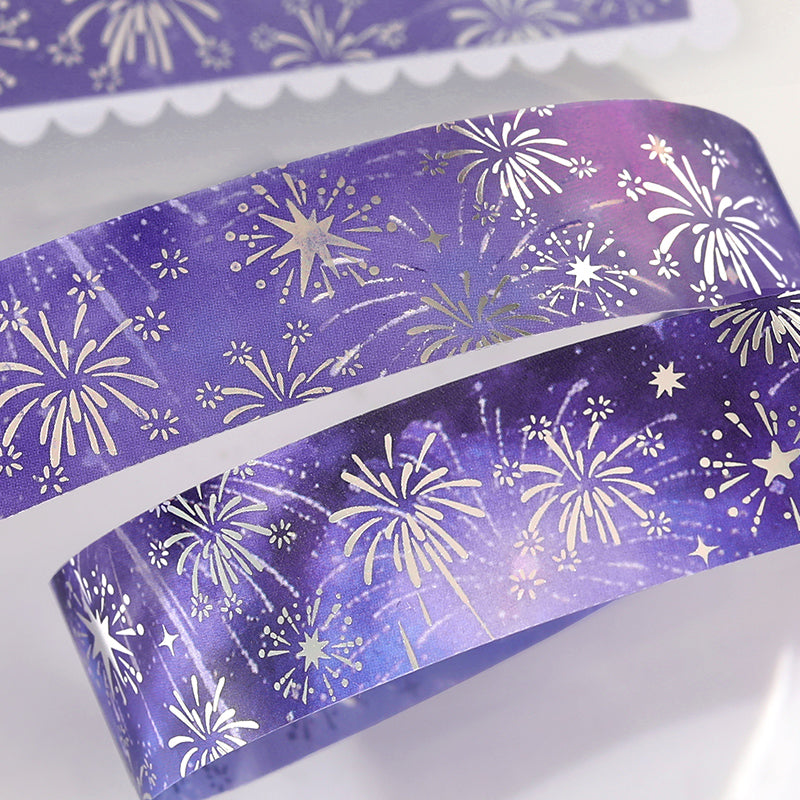 Dreaming Flowing Light Music Series Silver Stamping PET Tape featuring dream, silver, and music designs for journaling, scrapbooking and collage