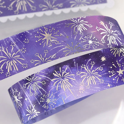 Dreaming Flowing Light Music Series Silver Stamping PET Tape featuring dream, silver, and music designs for journaling, scrapbooking and collage