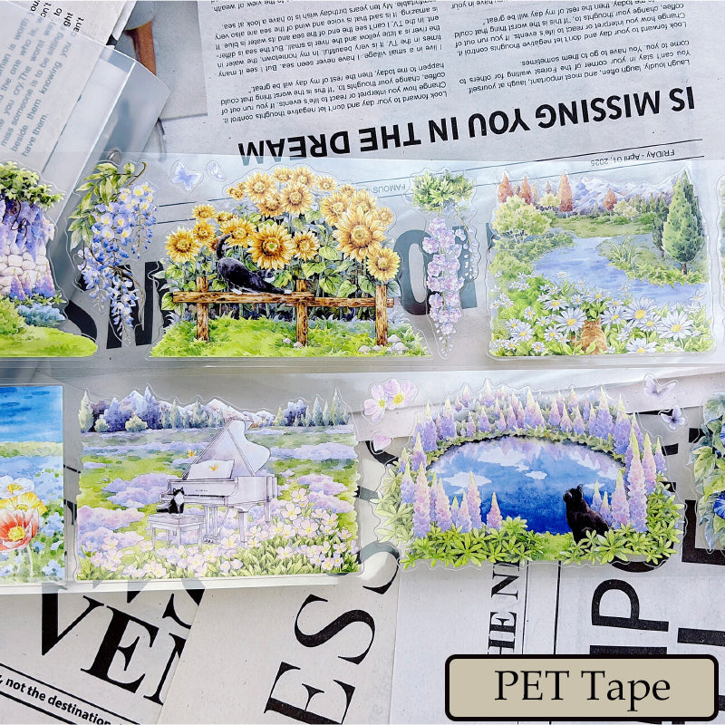 Whole Roll 6.5cm*5m Peaceful Courtyard Die Cutting Washi/PET Tape