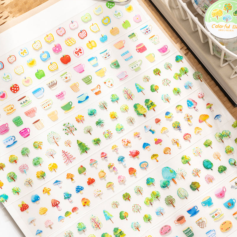 Colorful Little Things Series Die Cutting PET Tape featuring color designs for journaling, scrapbooking and collage