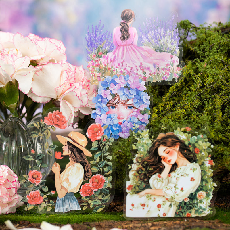 Embracing the beauty of flowers Sticker