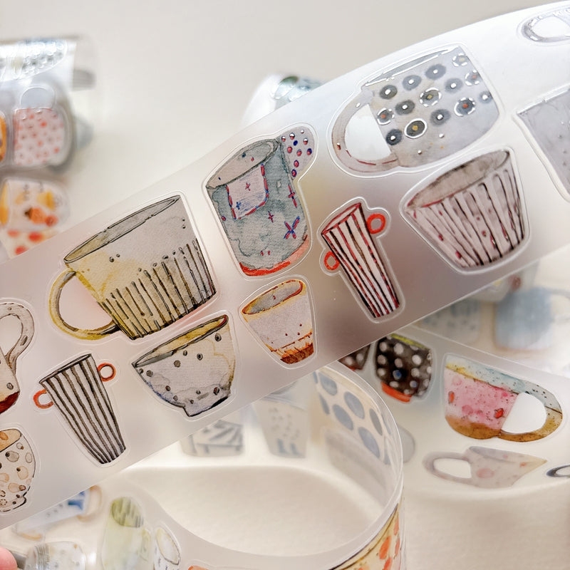 5cm*166cm One Cup Die Cutting Silver Stamping Washi/PET/Fog PET Tape