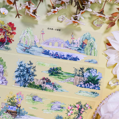 6cm*100cm Flowers Trees Abound PET Tape featuring flower, and tree designs for journaling, scrapbooking and collage