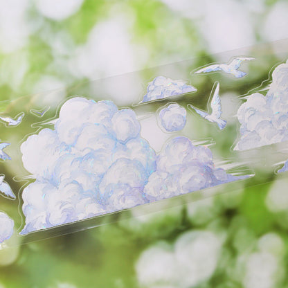 6.5cm*110cm Cloud Dream Floating World Die Cutting Shell Light PET Tape featuring dream, cloud, and light designs for journaling, scrapbooking and collage