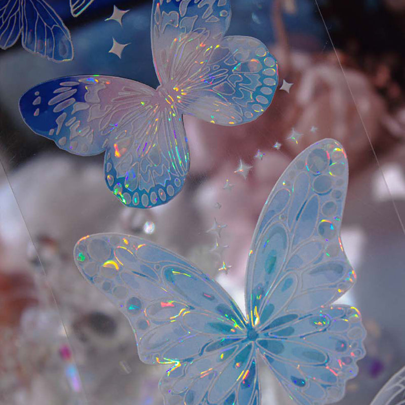 6cm*100cm Hyaline Feather Shell Light PET Tape featuring light designs for journaling, scrapbooking and collage