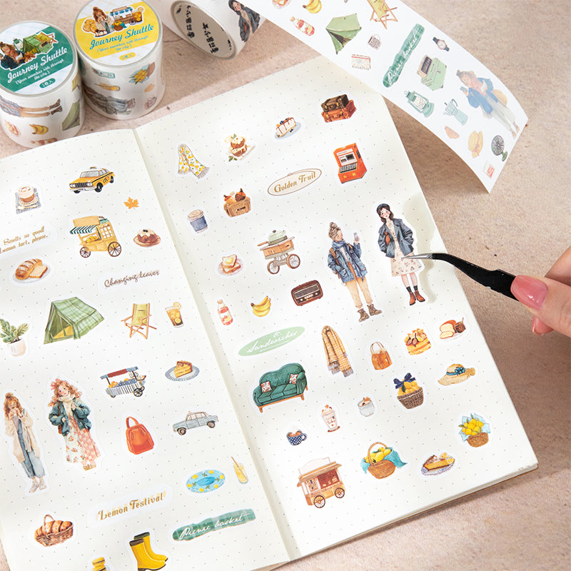Travel Through Time Series Die Cutting Self-adhesive Tape for journaling, scrapbooking and collage