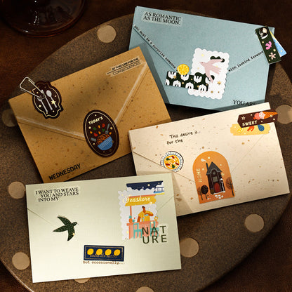 Starlit Letters Series Die Cutting Gold Stamping Coated Paper Tape featuring old, gold, and letter designs for journaling, scrapbooking and collage