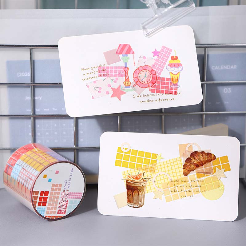 Small Square Series Die Cutting PET Tape for journaling, scrapbooking and collage