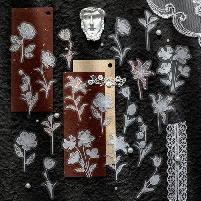 Floral Lace Series Sticker featuring floral, and lace designs for journaling, scrapbooking and collage
