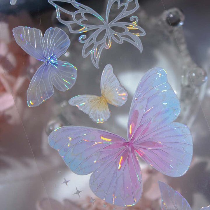 6cm*100cm Hyaline Feather Shell Light PET Tape featuring light designs for journaling, scrapbooking and collage