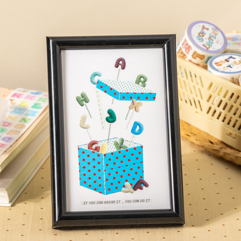 Soft Letters Series Die Cutting PET Tape featuring letter designs for journaling, scrapbooking and collage