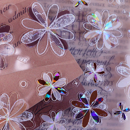 4.5cm*100cm Cappuccino Die Cutting Shell Light/Flash PET Tape featuring light designs for journaling, scrapbooking and collage