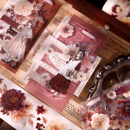 Whole Roll 5.5cm*5m Peony Flower Narrative Die Cutting Washi/PET/Shell Light Washi/PET Tape