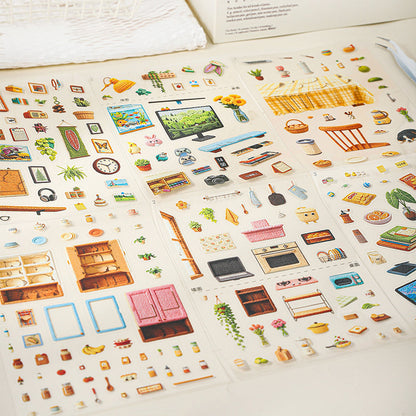 Corner Of Home Series 3D Sticker featuring home designs for journaling, scrapbooking and collage