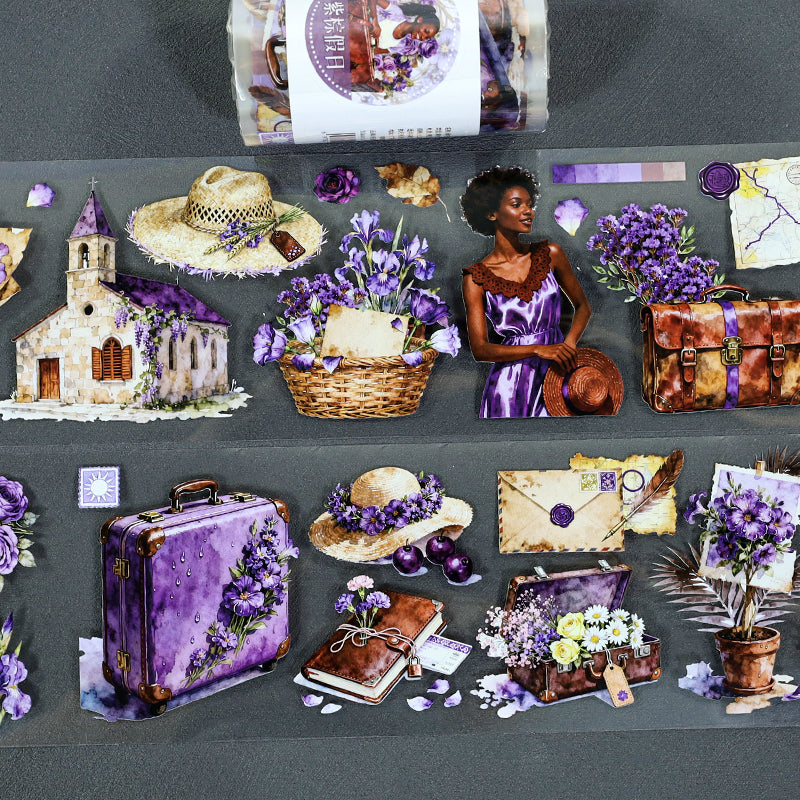 Purple Brown Holiday PET Tape featuring brown designs for journaling, scrapbooking and collage