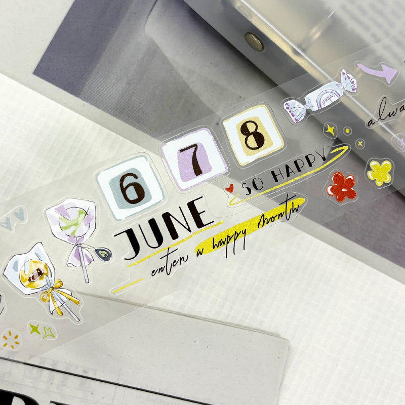 4.5cm*250cm Sweet Words Die Cutting Washi/PET/Fog PET Tape featuring sweet designs for journaling, scrapbooking and collage