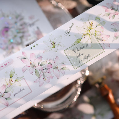 Whole Roll 6cm*6m Light Color Lily Die Cutting Washi/PET/Shell Light PET Tape