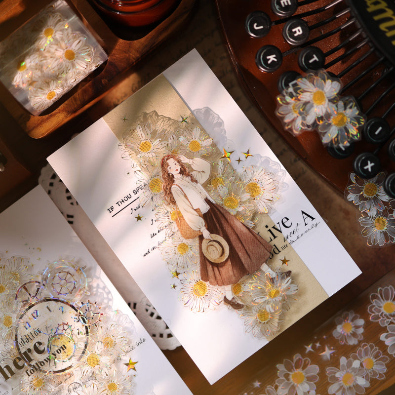 Whole Roll 5cm*5m Air Garden Die Cutting Shell Gold/Shell Silver/Shell Light PET Tape featuring garden, old, and gold designs for journaling, scrapbooking and collage