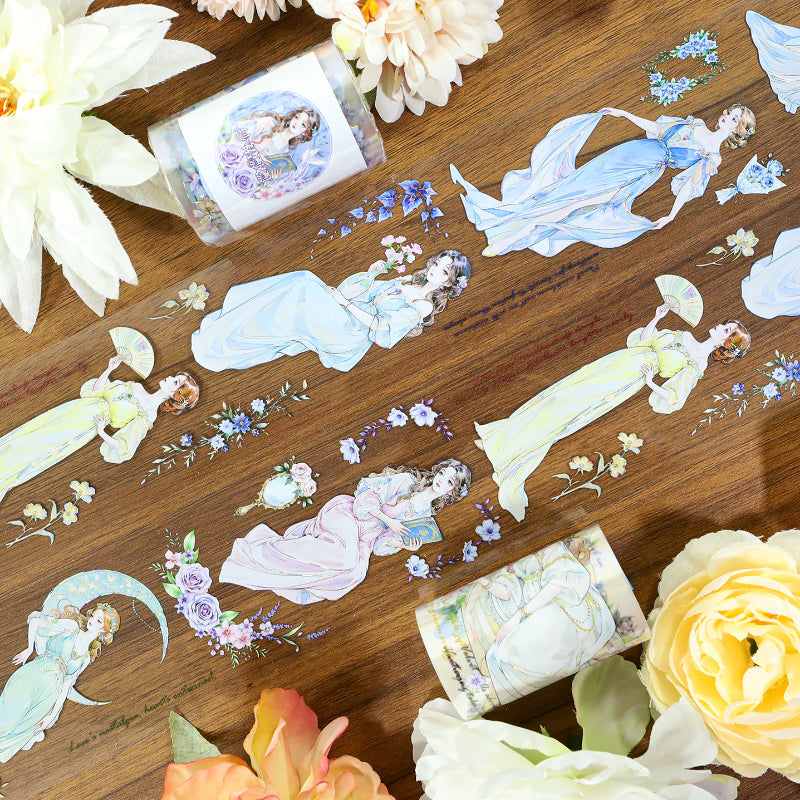 The flowing gauze dress Shell Silver PET Tape featuring silver designs for journaling, scrapbooking and collage