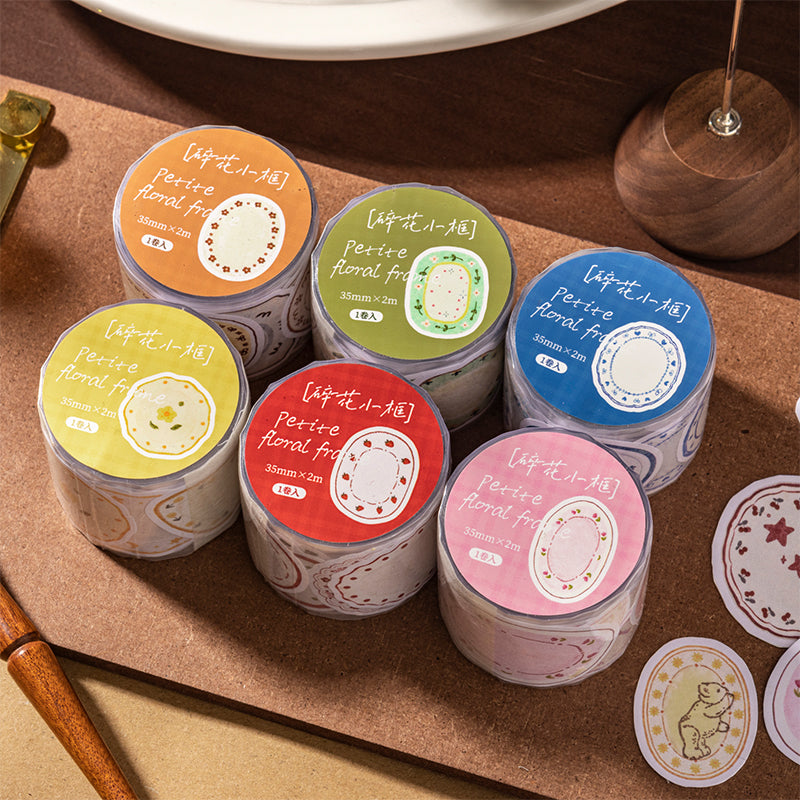 Floral Small Frame Series Die Cutting Writing Tape featuring floral designs for journaling, scrapbooking and collage