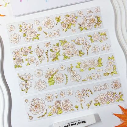 Whole Roll 6cm*5m Floating White Love Shell Light PET Tape featuring white, and light designs for journaling, scrapbooking and collage