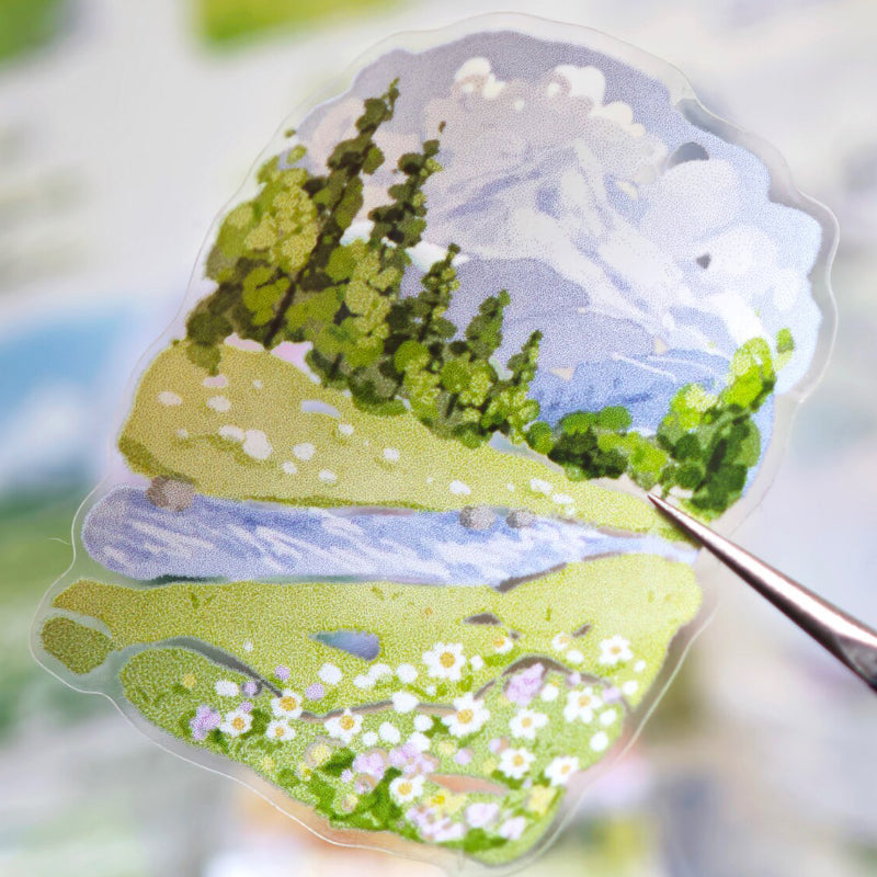 4cm*100cm Flower Ravine Cottage Die Cutting Washi/PET Tape featuring cottage, and flower designs for journaling, scrapbooking and collage