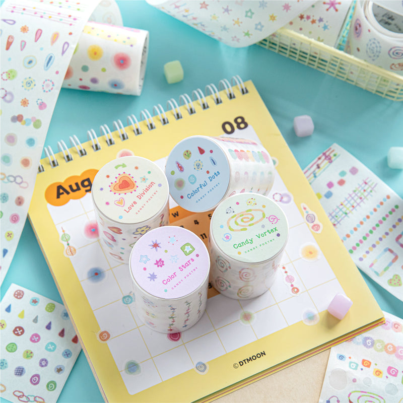 Colorful Mood Series Die Cutting Washi Tape featuring color designs for journaling, scrapbooking and collage