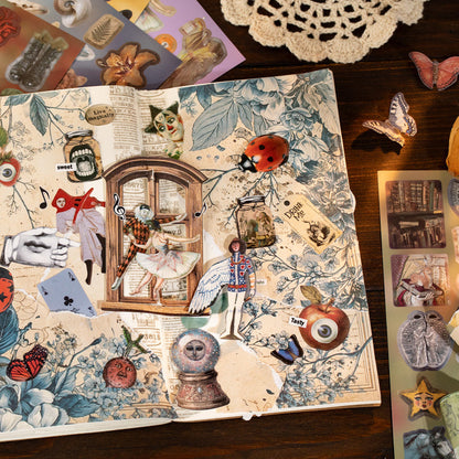 Retro Sanctuary Series Sticker Book featuring retro, and book designs for journaling, scrapbooking and collage