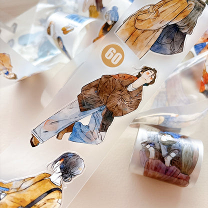 Whole Roll 5cm*10m Little Brown Die Cutting Washi/PET/Fog PET Tape