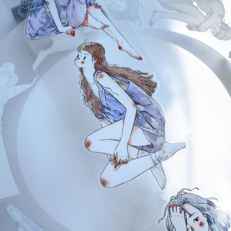 5.5cm*166cm Girls Thoughts Die Cutting Washi/PET/Fog PET Tape featuring girl designs for journaling, scrapbooking and collage