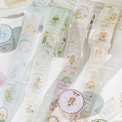 Fairy Tale Town Series Die Cutting Gold Stamping Sulfuric Acid Paper Tape featuring fairy, tale, and old designs for journaling, scrapbooking and collage