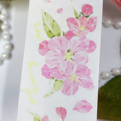 5cm*100cm Pine Ccented flower Washi/Self-adhesive/Shell Light PET Tape featuring flower, and light designs for journaling, scrapbooking and collage