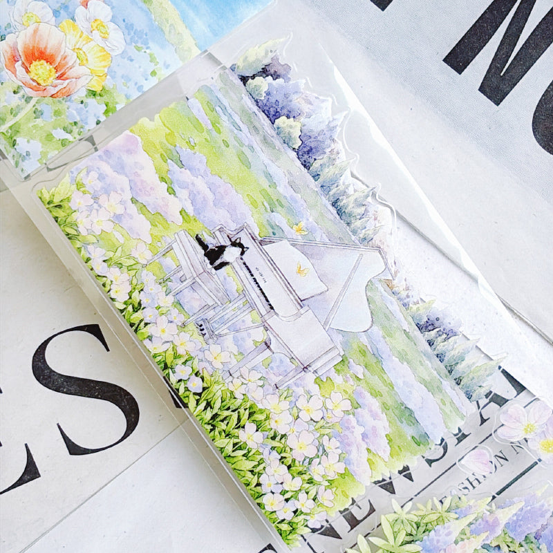 6.5cm*100cm Peaceful Courtyard Die Cutting Washi/PET Tape for journaling, scrapbooking and collage