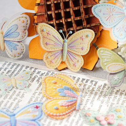 Fabric Butterfly Chronicles Series Sticker featuring butterfly designs for journaling, scrapbooking and collage