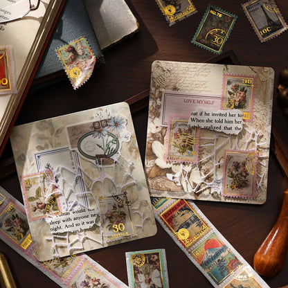 Postal Home Series Gold Stamping Washi Tape featuring old, gold, and post designs for journaling, scrapbooking and collage