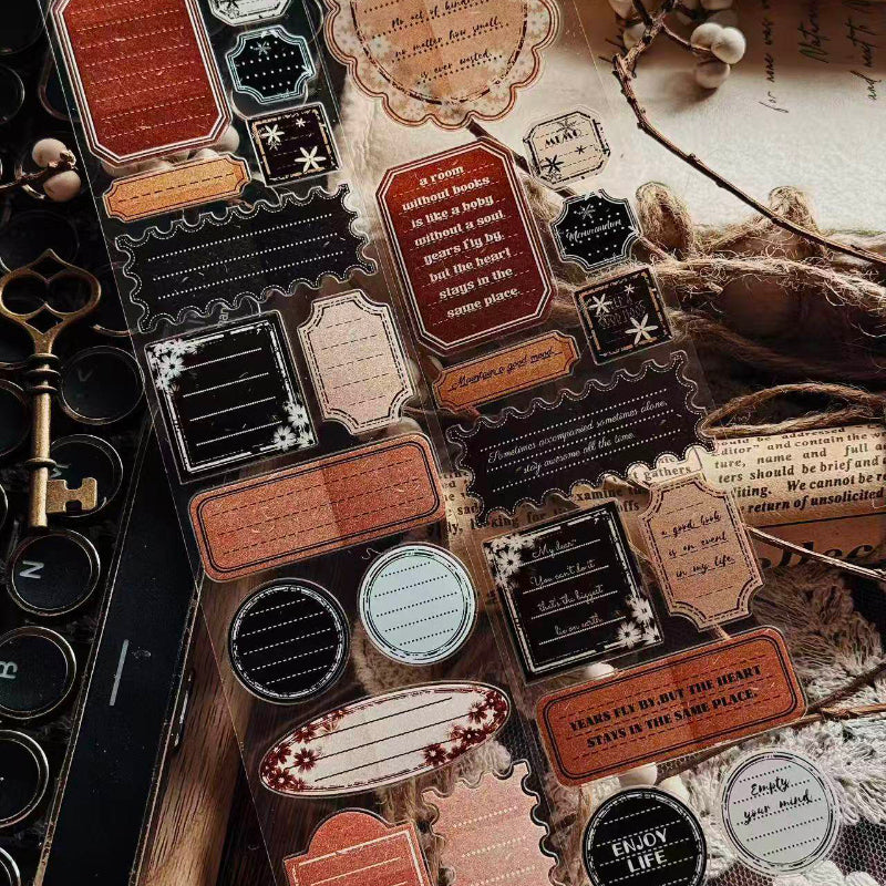 5cm*125cm Retro label Die Cutting PET Tape featuring retro designs for journaling, scrapbooking and collage