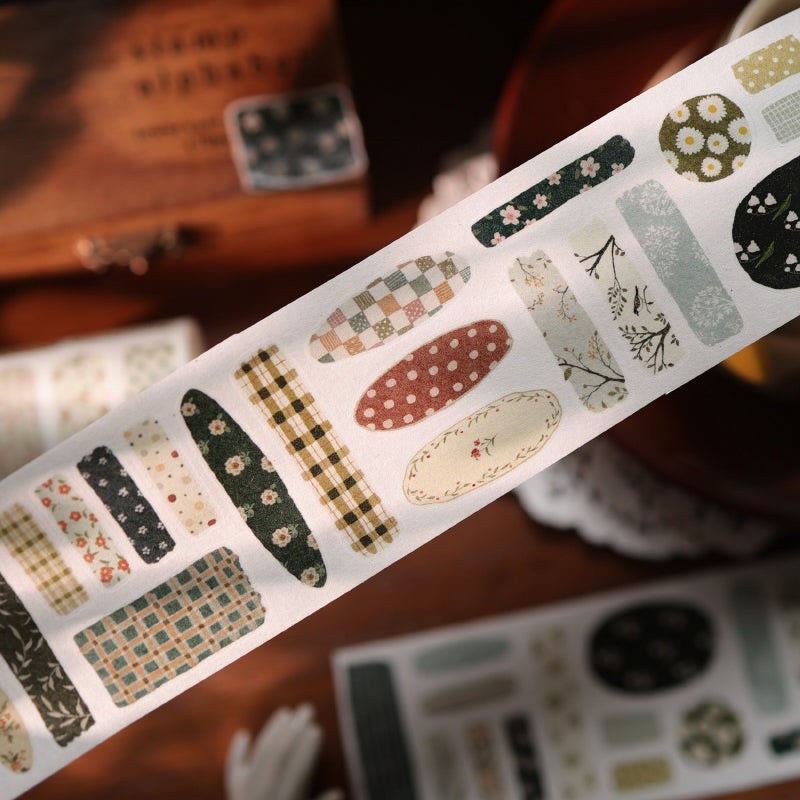 5cm*100cm Printed Floral Patchwork Die Cutting Washi/Fog PET Tape featuring floral designs for journaling, scrapbooking and collage
