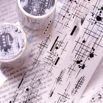 Whole Roll 3cm*3m Light ink line collection Die Cutting Washi/PET Tape featuring light designs for journaling, scrapbooking and collage